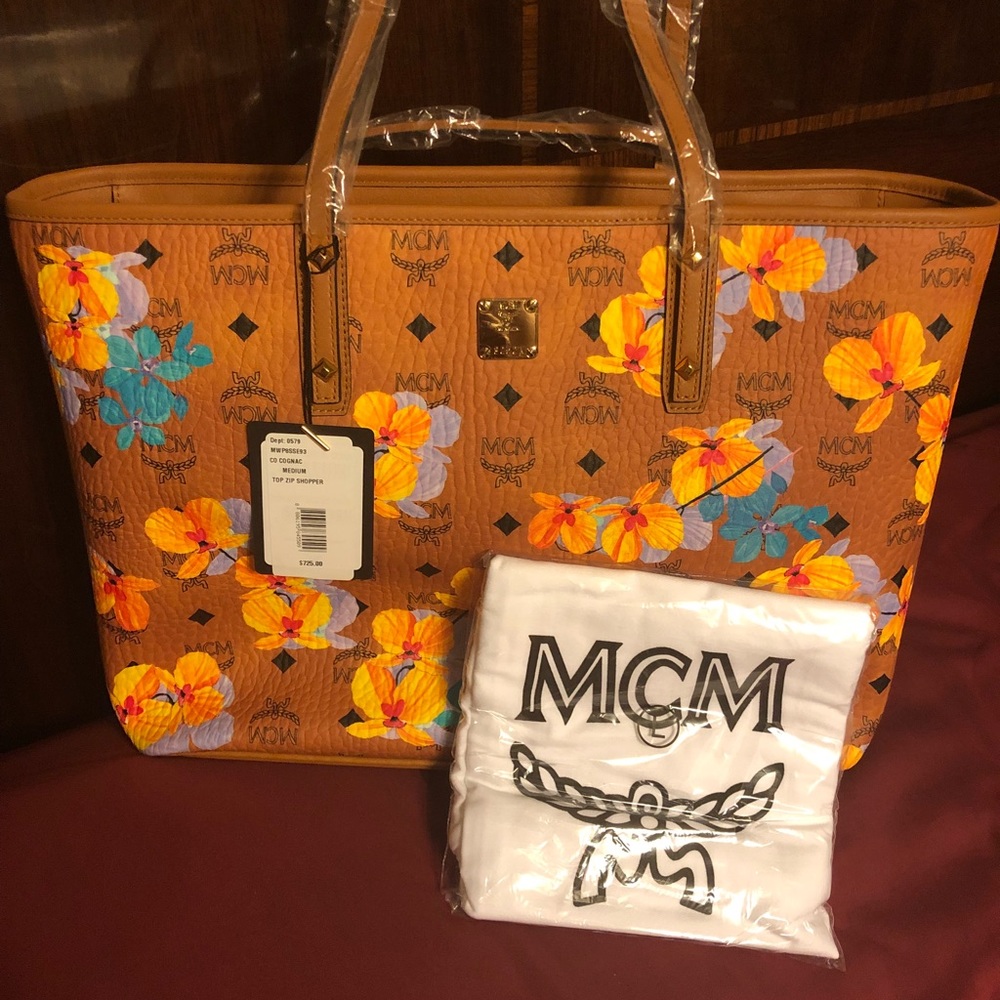Authentic Floral Print MCM Medium Shoppe